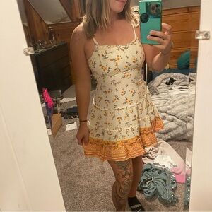 Floral Summer Dress with Orange Accents